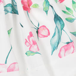 Mama Luma-Girls White Floral Satin Skirt Set | Childrensalon Outlet