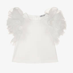 Mama Luma-Girls White Ruffled Blouse | Childrensalon Outlet