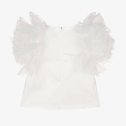 Mama Luma-Girls White Ruffled Blouse | Childrensalon Outlet