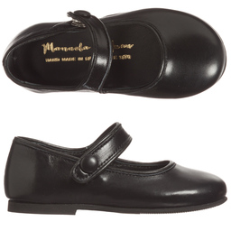 مانويلا دي خوان-حذاء جلد لون أسود للبنات | Childrensalon Outlet