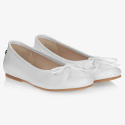 Manuela de Juan-Girls Ivory Leather Ballet Slippers | Childrensalon Outlet
