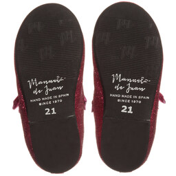 مانويلا دي خوان-حذاء جلد لون وردي لامع مزين بترترللفتيات  | Childrensalon Outlet