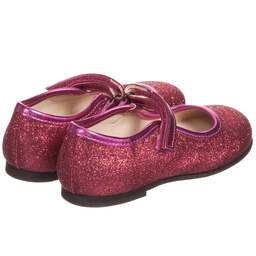 مانويلا دي خوان-حذاء جلد لون وردي لامع مزين بترترللفتيات  | Childrensalon Outlet