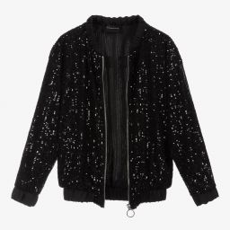 Marc Ellis-جاكيت بسحّاب مزين بترتر لون أسود للبنات | Childrensalon Outlet