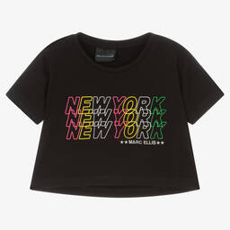 مارك إليس-Girls Black Cotton Logo T-Shirt | Childrensalon Outlet