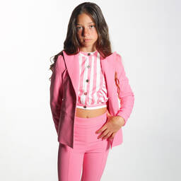 Marc Ellis-جاكيت بلايزر كريب لون زهري للبنات | Childrensalon Outlet