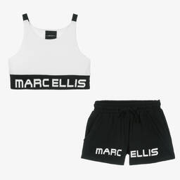 Marc Ellis-طقم شورت قطن لون أبيض وأسود للبنات | Childrensalon Outlet