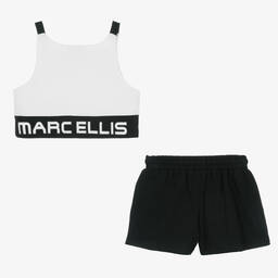 Marc Ellis-طقم شورت قطن لون أبيض وأسود للبنات | Childrensalon Outlet