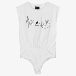 Marc Ellis-أوفرول بادي قطن جيرسي لون أبيض للبنات | Childrensalon Outlet