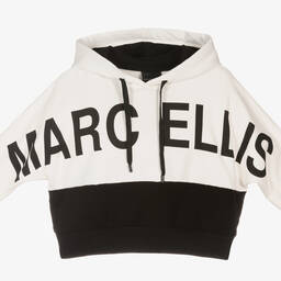 Marc Ellis-Ivory & Black Cotton Logo Hoodie | Childrensalon Outlet