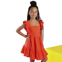 مارك إليس-فستان قطن بوبلين لون برتقالي | Childrensalon Outlet