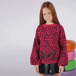 Marc Ellis-كنزة فيسكوز محبوك لون زهري فيوشيا وأسود للبنات | Childrensalon Outlet