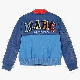 مارك جاكوبس-جاكيت جلد لون أزرق للأولاد | Childrensalon Outlet