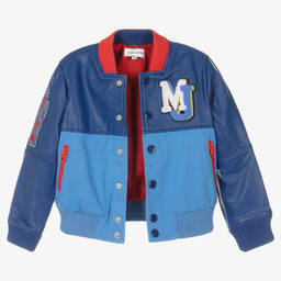 مارك جاكوبس-جاكيت جلد لون أزرق للأولاد | Childrensalon Outlet