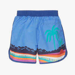 MARC JACOBS-Boys Blue Palm Tree Logo Swim Shorts | Childrensalon Outlet