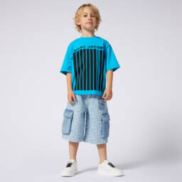 MARC JACOBS-Boys Classic Blue Cotton Top | Childrensalon Outlet
