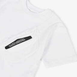 MARC JACOBS-تيشيرت أبيض بحزام قطني للأولاد | Childrensalon Outlet