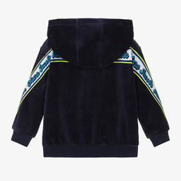 MARC JACOBS-Boys Navy Blue Velour Zip-Up Top | Childrensalon Outlet