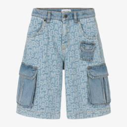 MARC JACOBS-Boys Washed Blue Cargo Denim Shorts | Childrensalon Outlet