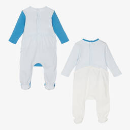 MARC JACOBS-أفرول بيبي غرو قطن لون أزرق وأبيض للمواليد (عدد 2) | Childrensalon Outlet