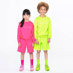 MARC JACOBS-Fuchsia Pink Cotton Logo Shorts | Childrensalon Outlet