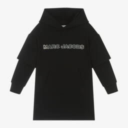 MARC JACOBS-Girls Black Hooded Sweatshirt Dress | Childrensalon Outlet
