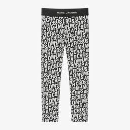 MARC JACOBS-Girls Black Logo Patterned Leggings | Childrensalon Outlet