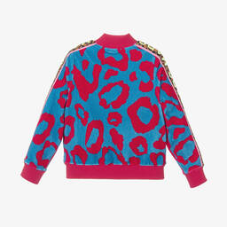 MARC JACOBS-Girls Blue Leopard Velour Zip-Up Top | Childrensalon Outlet