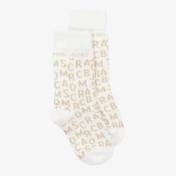 MARC JACOBS-Girls Cream & Gold Knit Socks | Childrensalon Outlet