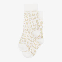 MARC JACOBS-Girls Cream & Gold Knit Socks | Childrensalon Outlet