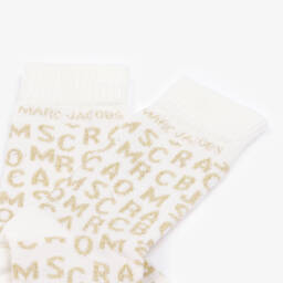 MARC JACOBS-Girls Cream & Gold Knit Socks | Childrensalon Outlet