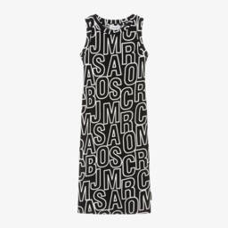 MARC JACOBS-Платье из хлопка с брендовым логотипом для девочек в цвете эбони | Childrensalon Outlet