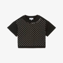 MARC JACOBS-Girls Ebony Cotton Daisy Rhinestone Tee | Childrensalon Outlet