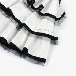 MARC JACOBS-Girls Elegant Monochrome Ruffle Gown | Childrensalon Outlet