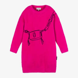 MARC JACOBS-Girls Fuchsia Fluffy Knit Dress | Childrensalon Outlet
