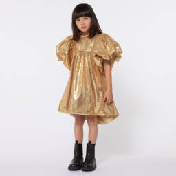 MARC JACOBS-Girls Gold Sequin Puff Dress | Childrensalon Outlet