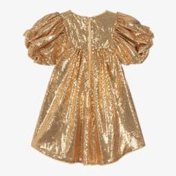 MARC JACOBS-Girls Gold Sequin Puff Dress | Childrensalon Outlet