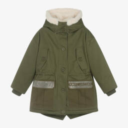 MARC JACOBS-Girls Hooded Green Parka Coat | Childrensalon Outlet