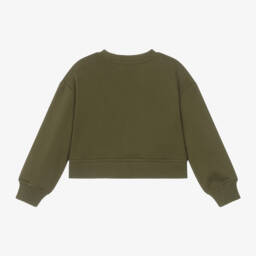 MARC JACOBS-Girls Khaki Diamanté Logo Sweatshirt | Childrensalon Outlet