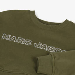 MARC JACOBS-Girls Khaki Diamanté Logo Sweatshirt | Childrensalon Outlet