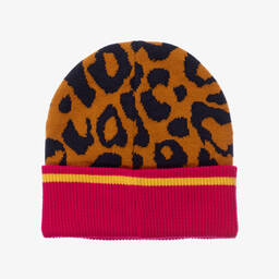 MARC JACOBS-قبعة بيني قطن وصوف محبوك لون برتقالي وأسود | Childrensalon Outlet