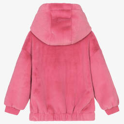 MARC JACOBS-Girls Pink Faux Fur Hoodie | Childrensalon Outlet