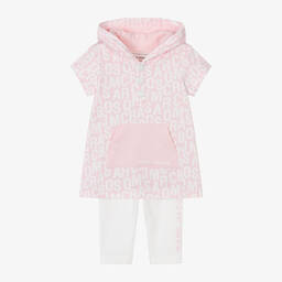 MARC JACOBS-Girls Pink & Ivory Cotton Leggings Set | Childrensalon Outlet