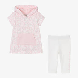 MARC JACOBS-Girls Pink & Ivory Cotton Leggings Set | Childrensalon Outlet