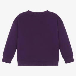 MARC JACOBS-سويتشيرت قطن جيرسي لون بنفسجي داكن للبنات | Childrensalon Outlet