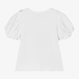 MARC JACOBS-بلوزة قطنية بيضاء بتصميم وهمي للبنات | Childrensalon Outlet