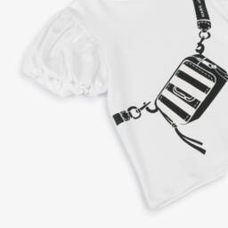 MARC JACOBS-بلوزة قطنية بيضاء بتصميم وهمي للبنات | Childrensalon Outlet