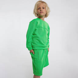 MARC JACOBS-Neon Green Embossed Cotton Shorts | Childrensalon Outlet