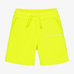 MARC JACOBS-Neon Yellow Cotton Logo Shorts | Childrensalon Outlet