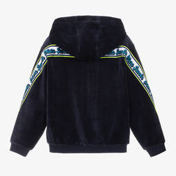 MARC JACOBS-Teen Boys Blue Velour Zip-Up Top | Childrensalon Outlet